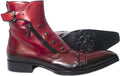 Jo Ghost 3207 M Italian Mens burgundy/red Ankle Boots with Two Zippers and Buckle