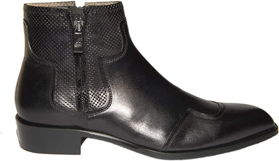 Jo Ghost 2318 Italian Black Leather Ankle Boots with 2 Zippers