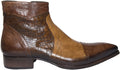 Jo Ghost 1685 Brown Leather Crocodile Print Ankle Boots