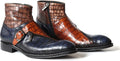 Jo Ghost 846 Italian Multicolor Croc Print Leather Boots With Buckle & Zipper