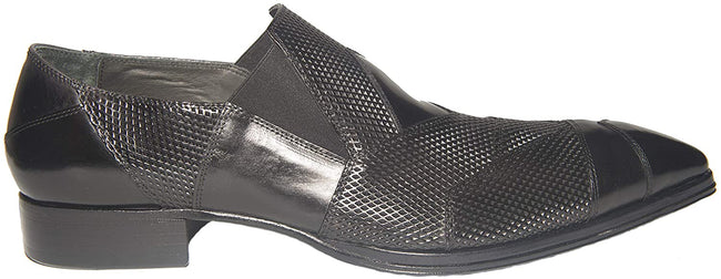 Jo Ghost 2029-EL Black Perforated Leather Slip On Loafers