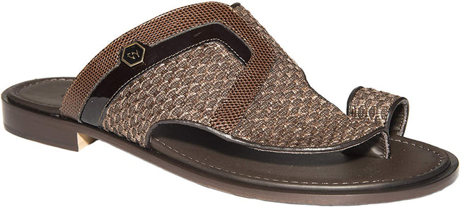 Giampiero Nicola F5603 Brown Leather Slip On Push In Toe Sandals