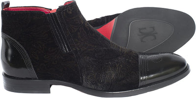Giovanni Conti 3741-02 Black Pattern Suede/Leather Ankle Zip Up Boots