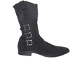 Carlo Ventura 2821 Black Suede Leather Triple Buckle High Rise Boots