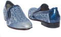 Giovanni Conti 3715-03 Blue/Silver Python Print Black Patent Trim Slip On Loafers