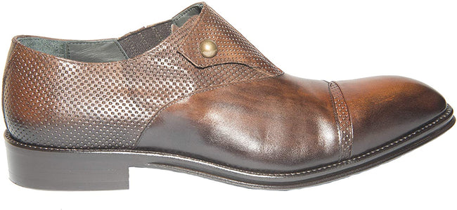 Jo Ghost 2357 Italian Men Brown Leather Slip On Shoes