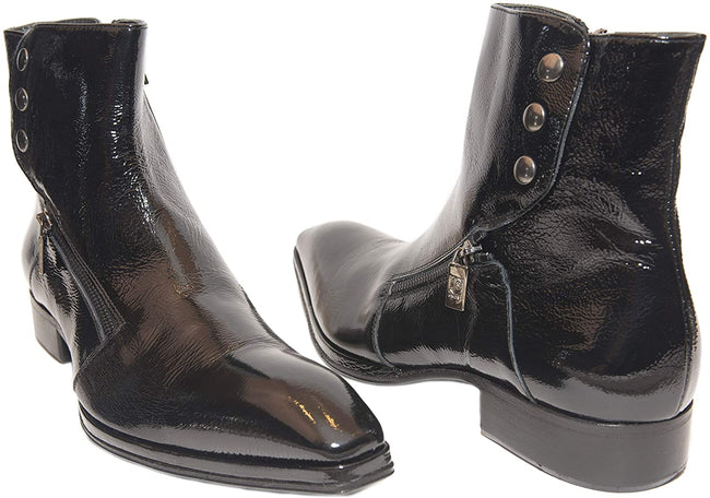 Jo Ghost 1314 Black Patent Leather Buttoned/Zipper Boots