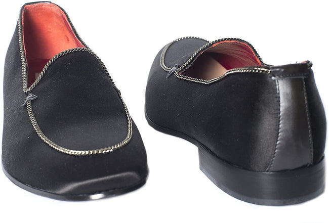 Giovanni Conti 3412-02 Black Silk Leather Slip On Loafers