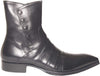 Jo Ghost 1832 Black Leather Buttoned Zipper High Rise Boots