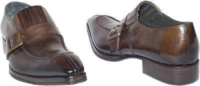 Jo Ghost 158 Brown Leather Buckle Slip On Loafers