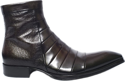 Jo Ghost 194M Brown Leather Zip Up High Rise Boots