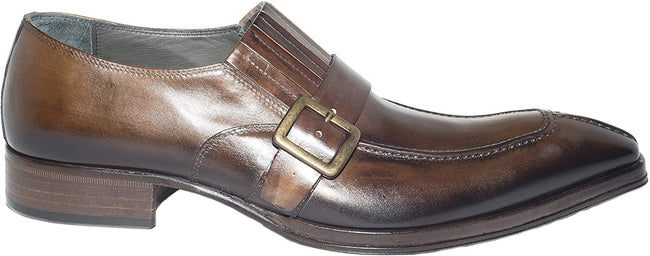 Jo Ghost 158 Brown Leather Buckle Slip On Loafers