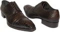 Jo Ghost 3048 Italian Men Brown Crocodile Print Leather Lace Up Shoes