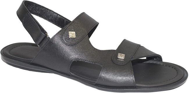 Giovanni Conti 531-01 Black Leather Back Strap Sandals