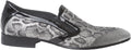 Giovanni Conti 3715-03 Gray/Silver Python Print Black Patent Trim Slip On Loafers