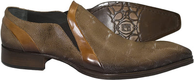 Jo Ghost 598M Brown Laser Pattern Leather Slip On Loafers