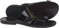 Roberto Guerrini S2003 Black Leather Snake Print Trim Push In Toe Sandals
