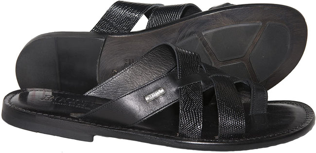 Rossi RS 262 Black Leather Push In Toe Sandals