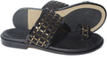 Giampieronicola 5175 Black Suede Gold Square Pattern Push in Toe Sandals