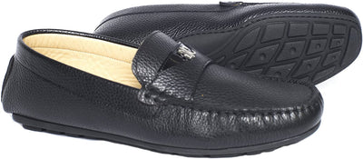 Giovanni Conti 1702-01 Black Front Logo Moccasins
