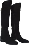 Le Pepe A 594467 Italian Womens Brown Suede Boots Over The Knee with Buckles