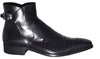 Jo Ghost 852 Black Leather Buckle Zip Up Boots