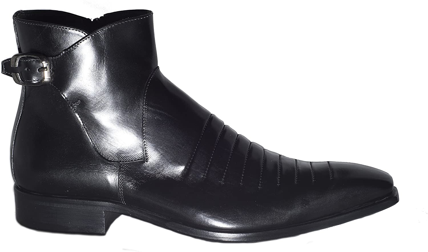 Jo Ghost 852 Black Leather Buckle Zip Up Boots – Enrica Lossi