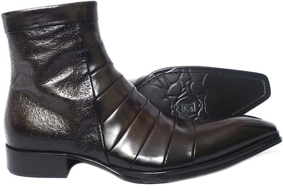 Jo Ghost 194M Brown Leather Zip Up High Rise Boots