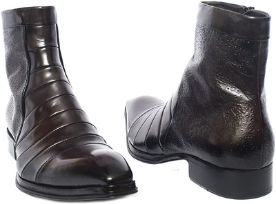 Jo Ghost 194M Brown Leather Zip Up High Rise Boots