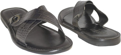 Rossi RS520 Black Criss Cross Leather Sandals