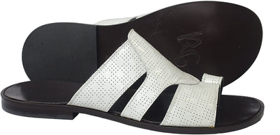 Roberto Guerrini S2002 White Patent Leather Push In Toe Sandals