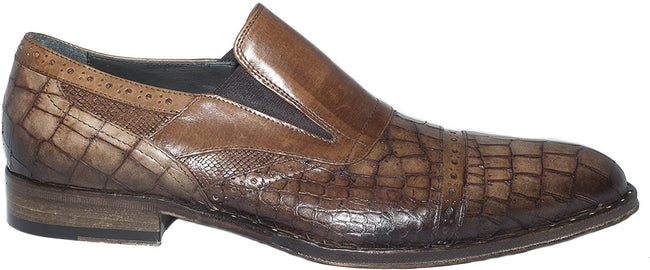 Jo Ghost 4293 Brown Print Leather Slip On Loafers