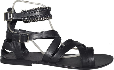 Giovanni Conti 703 Black Leather Roman Style Multi Strap Sandals
