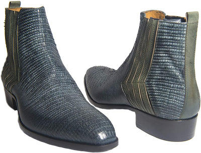 Jo Ghost 2015 Blue Lizard Print Leather Green Sides Boots