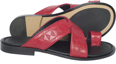 Giampiero Nicola 5027 Red Criss Cross Push In Toe Leather Sandals