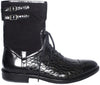 Giovanni Conti 3317-04 Black Suede and Crocodile Print High Rise Boots