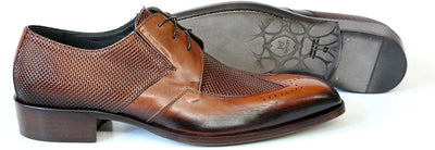 Jo Ghost 2518 Italian Cognac Leather & Perforated Leather Lace up Shoes