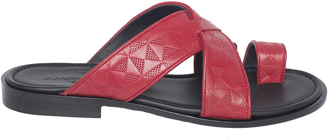 Giampiero Nicola 5027 Red Criss Cross Push In Toe Leather Sandals