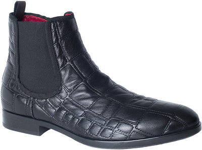 Giovanni Conti 3610-02 Black Pattern Leather Side Trim Boots