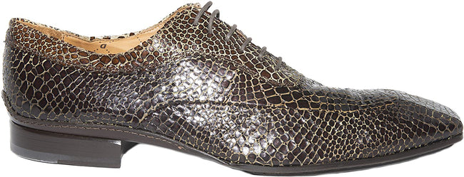 Debut 5098 Brown Crocodile Print Leather Lace Up Shoes