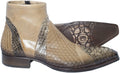 Jo Ghost 464M Italian Mens Beige Zip up Ankle Boots with Piton
