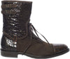 Giovanni Conti 3317-02 Brown Suede and Crocodile Print High Rise Boots