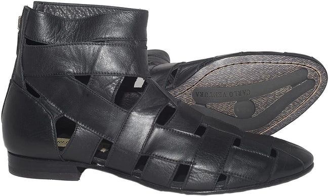 Carlo Ventura 2449 Black Back Zipper Sandal Boots