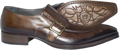 Jo Ghost 158 Brown Leather Buckle Slip On Loafers