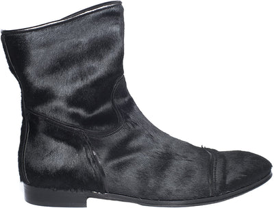 Roberto Guerrini 040 Black Pony Leather Zip Up High Rise Boots