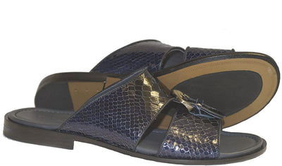 Giampiero Nicola 5039 Navy Blue Buckle Decor Sandals