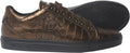 ROBERTO CAVALLI 06235 Copper Brown Leather Crocodile Print Side Logo Sneakers