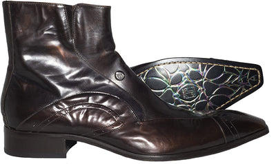 Jo Ghost 3248 Metal Brown Leather Button Decor Boots
