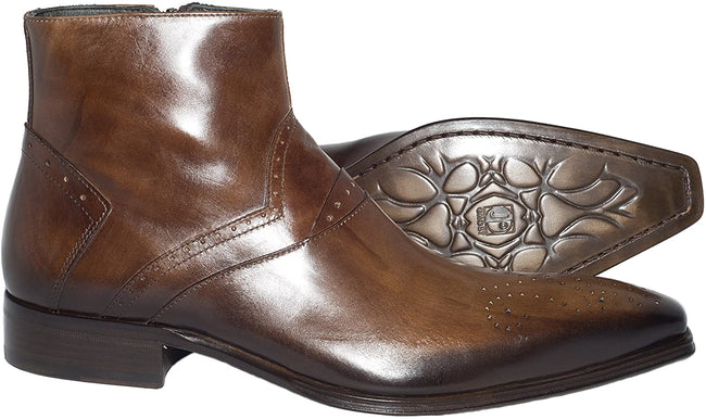 Jo Ghost 1081 Brown Leather Zip Up Boots