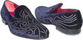 Giovanni Conti 3405-10 Navy Blue Velour Design Pattern Loafers